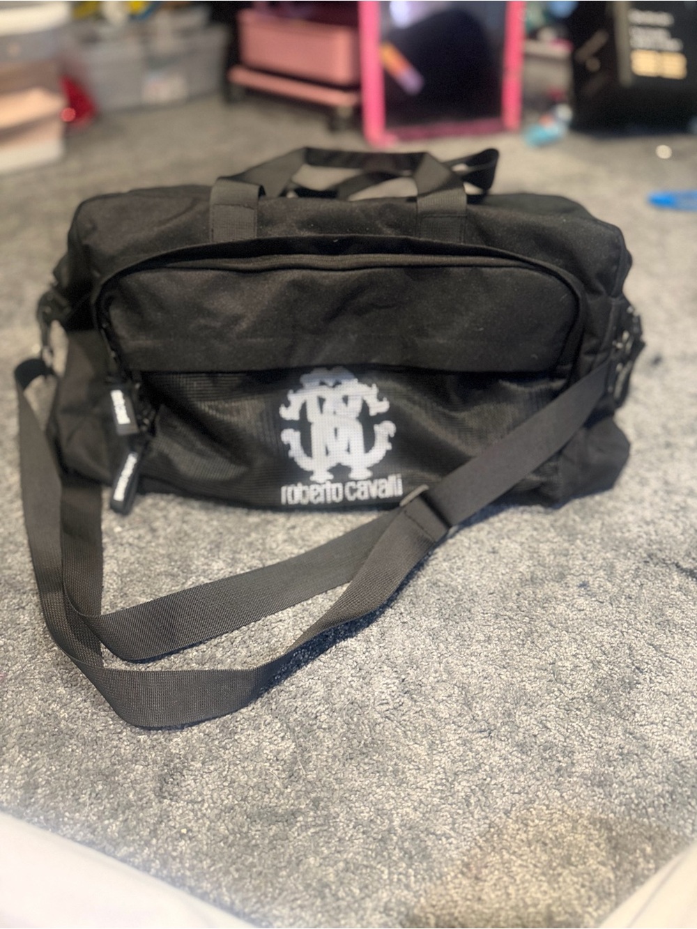 Roberto Cavalli Black Weekender Duffel/Travel Bag